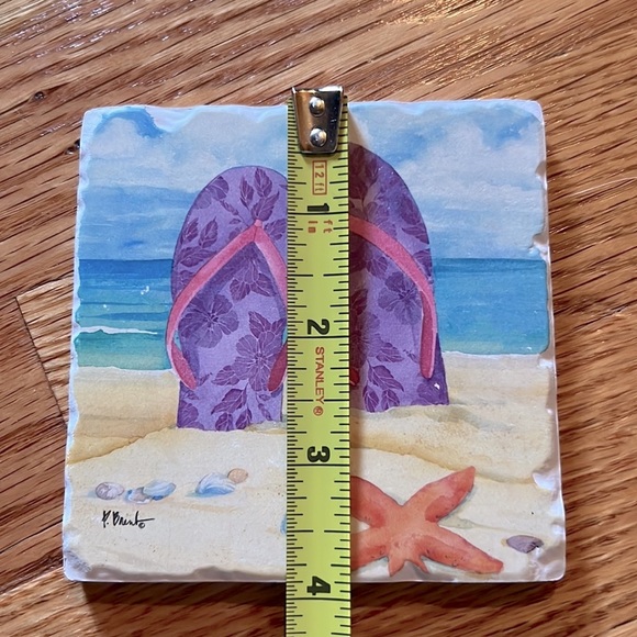 🎁 NWOT🏖 BUNDLE OF 6 CORK-BACK BEACH & CAT COASTERS 4” x 4” - Picture 7 of 9